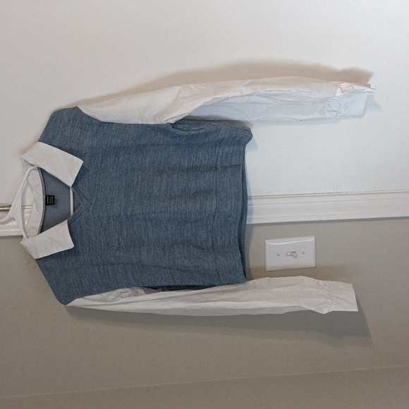 Blue and White Sweater Blouse - Picture 1 of 3